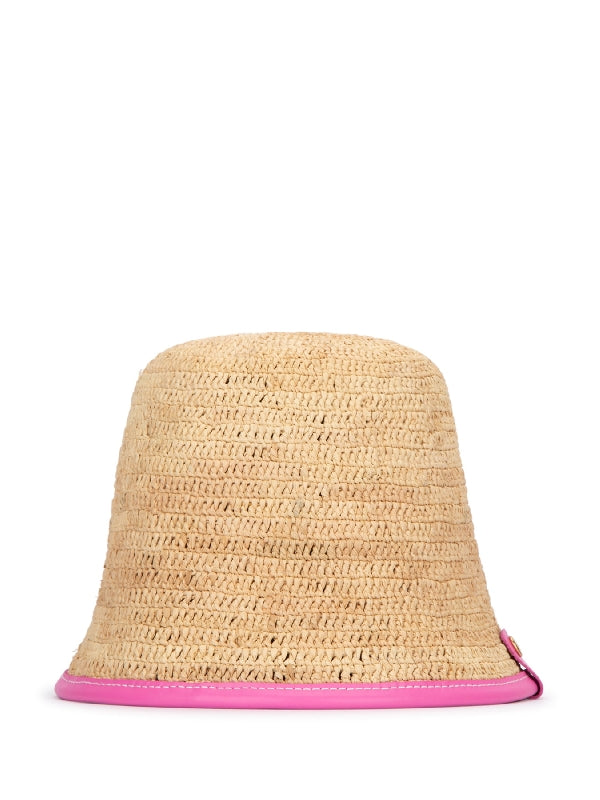 Bob Logo Patch Raffia Bucket Hat