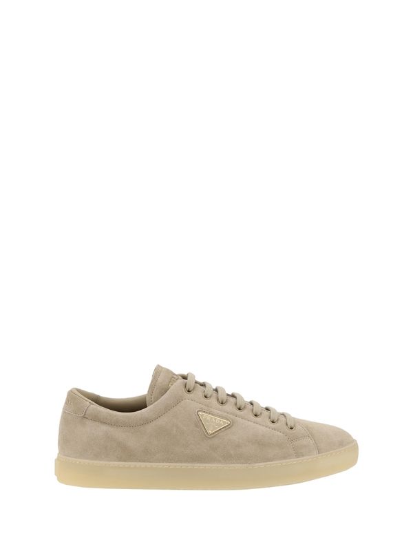 Triangle Logo Suede Low-Top Sneakers