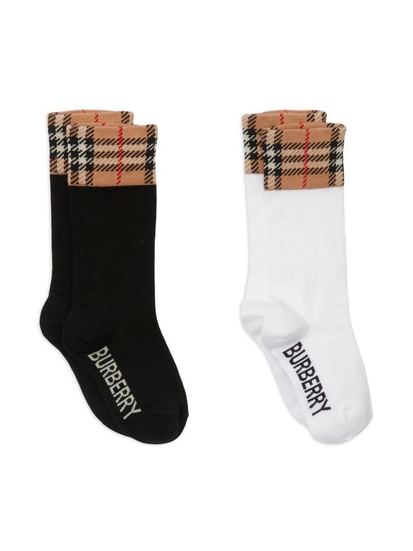 Check Pattern Detail Socks 2 Pack