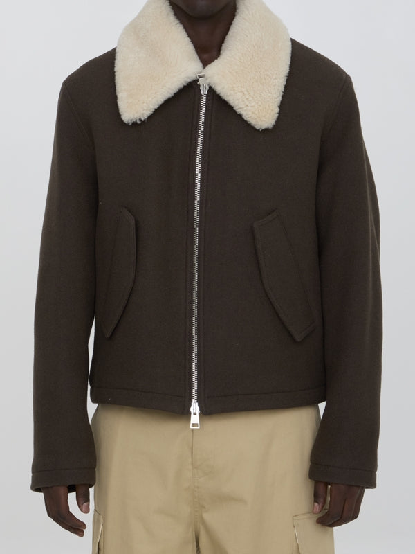 Shearling Collar Wool Jacket - Jente