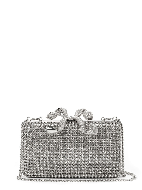 Crystal Bow Decorated Chain Clutch Bag