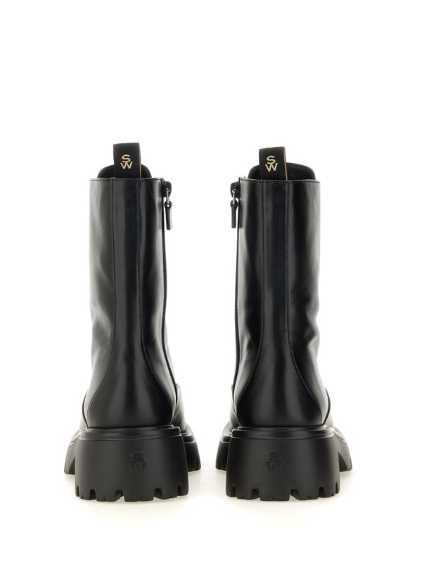 Black Calfskin Lace-up Boots