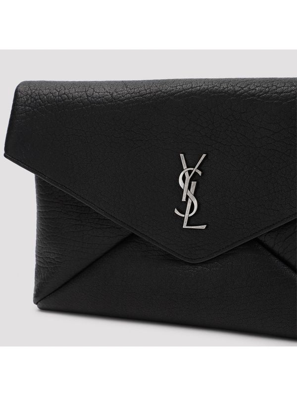 Envelope Logo Leather Clutch
  Bag