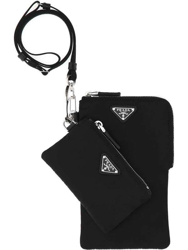 Triangle Logo Nylon Strap Phone Holder Bag