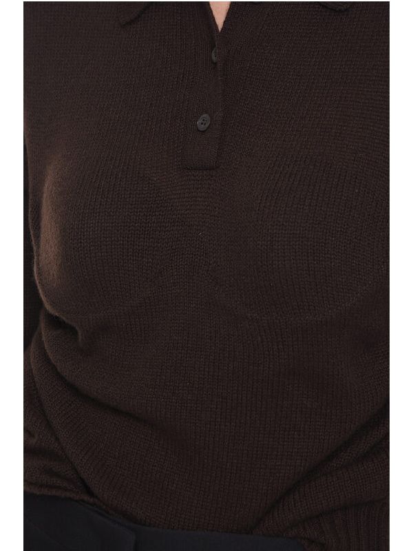 Back Triangle Logo Cashmere Polo Knit