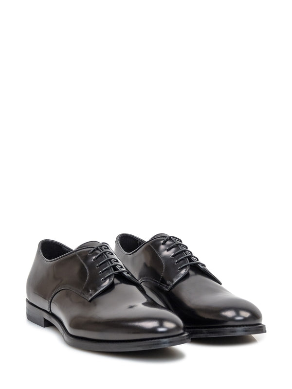 Black Leather Lace-Up Shoes