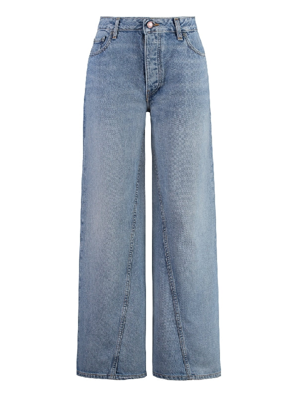 Back Logo Wide Denim Pants