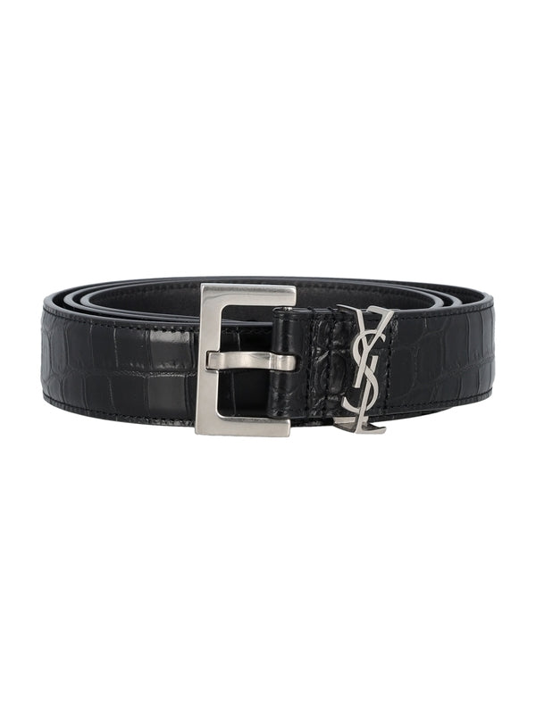 Cassandra Croco Effect Leather Belt