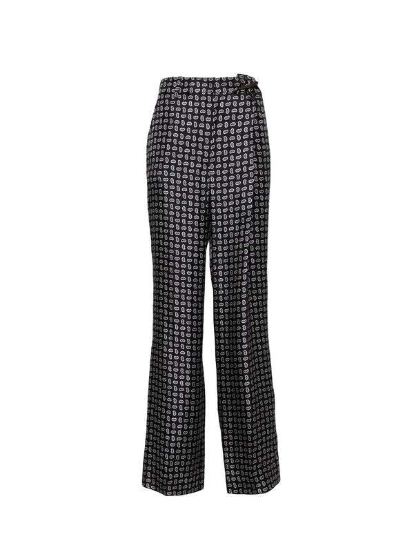 Allover Pattern Silk Pants