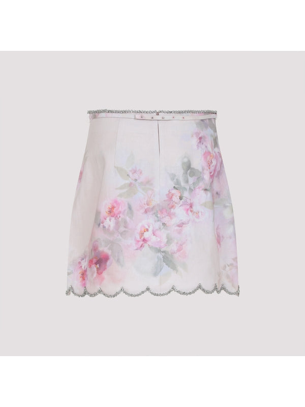 Crush Scallop Flower Mini Skirt