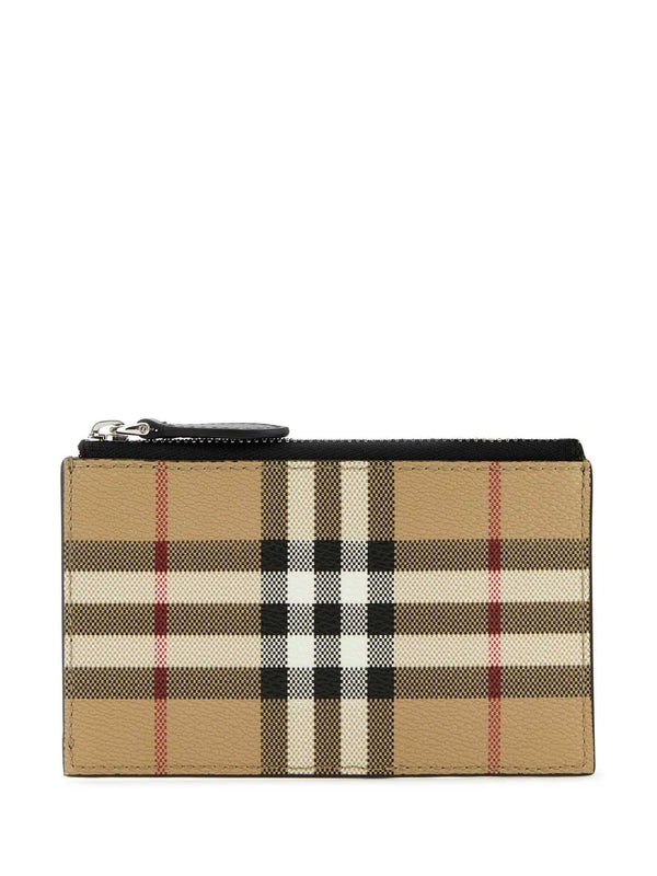 Vintage Check Zipper Card Wallet