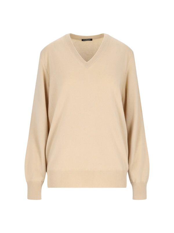 Ribbed Cashmere V-Neck Knit