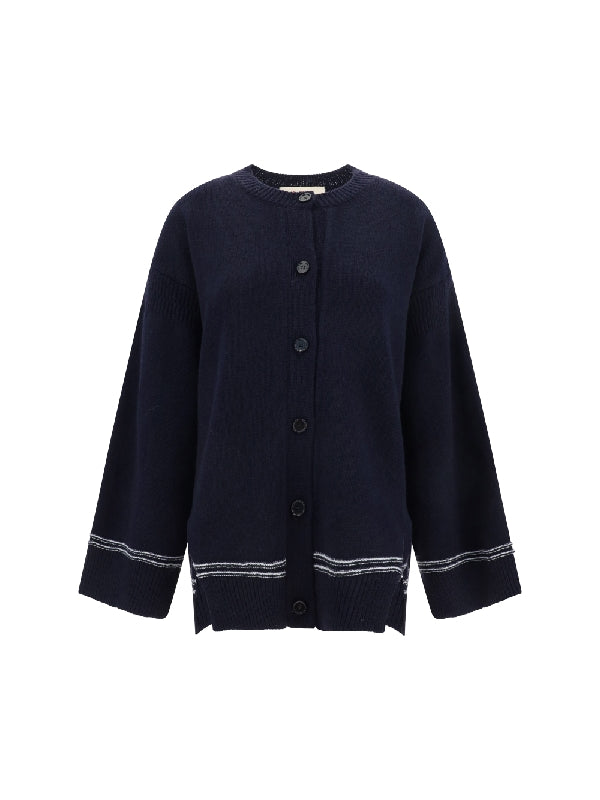 Back Logo Embroidered Wool Cardigan