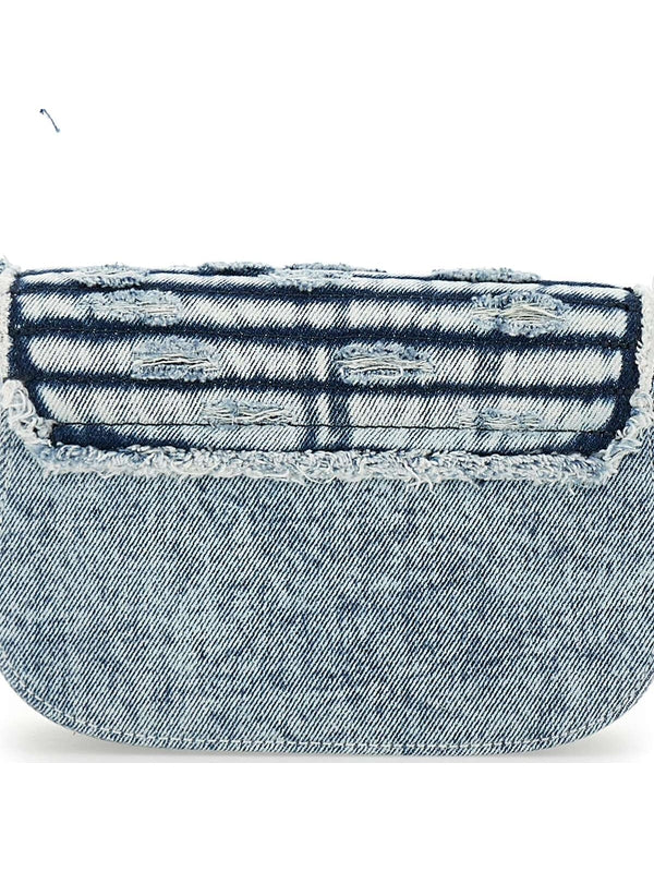 1DR Crystal Logo Denim Shoulder Bag