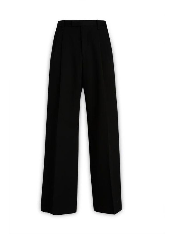 Black One Pleat Wide Pants