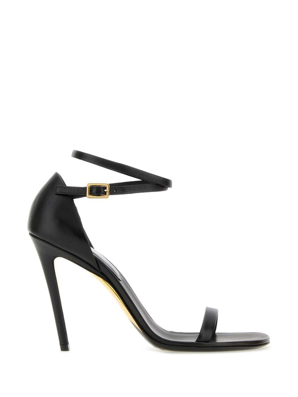 Buckle Anklet Leather Sandal Heel