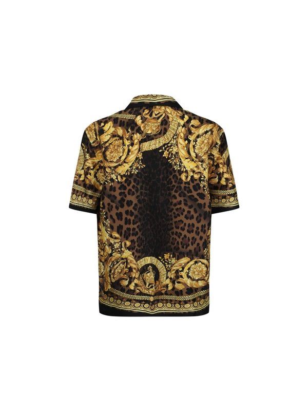 Allover Baroque Silk Short Sleeve Shirt