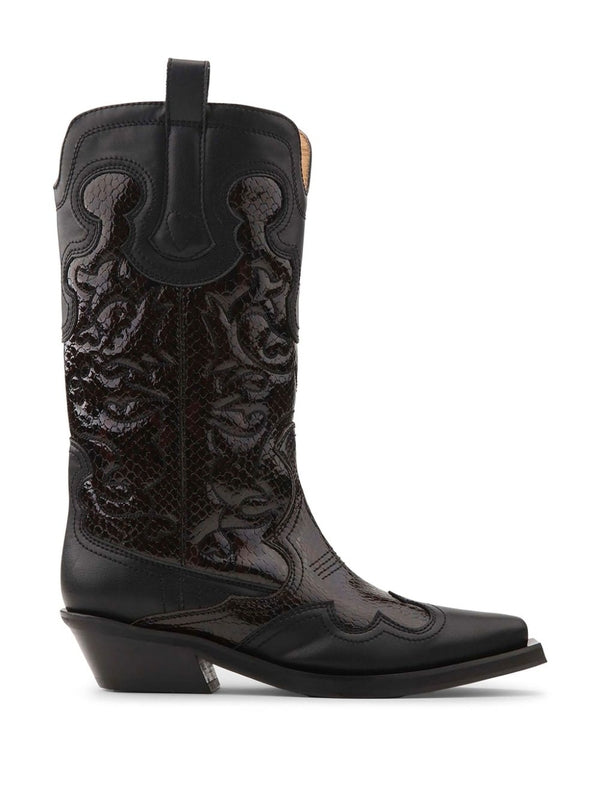 Western Detail
  Leather Mid Boots