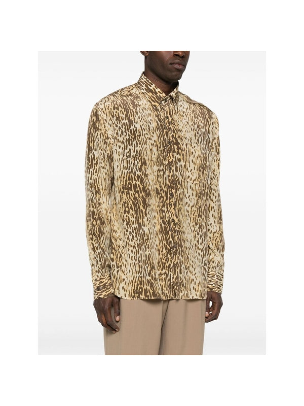 70s Animal Printing Silk Shirt