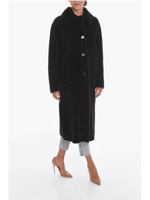 Single-Breasted Shearling Coat