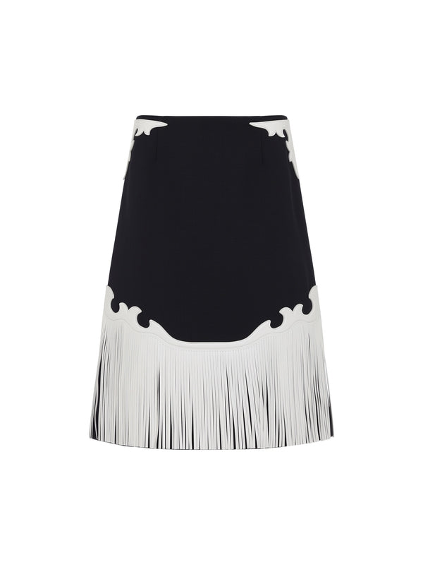 Western Fringe Wool Leather Skirt