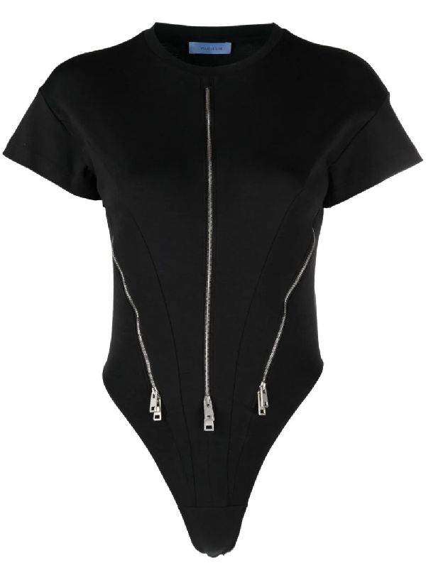 Multi Zipper Detail Bodysuit