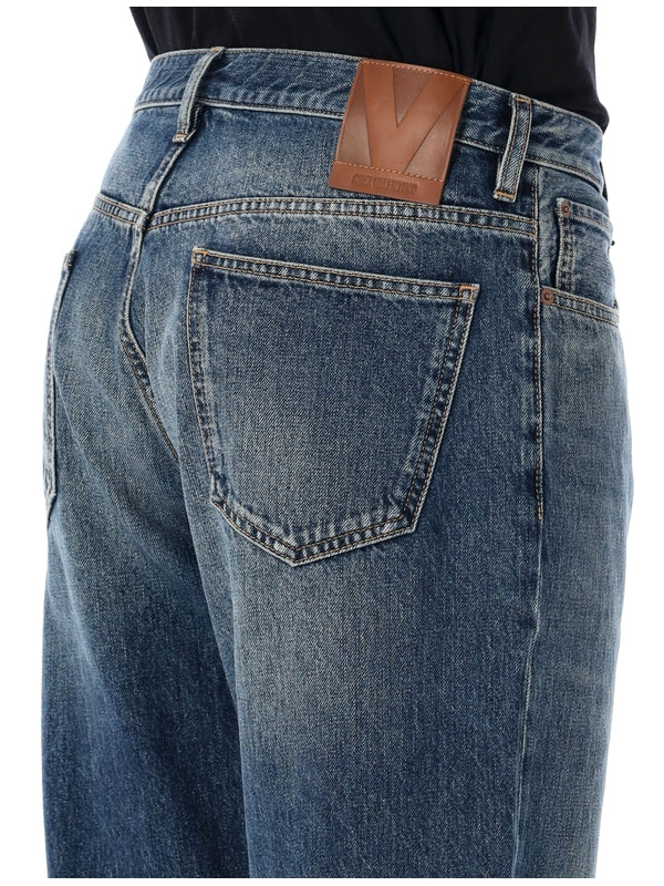 Back Logo Patch Denim Pants