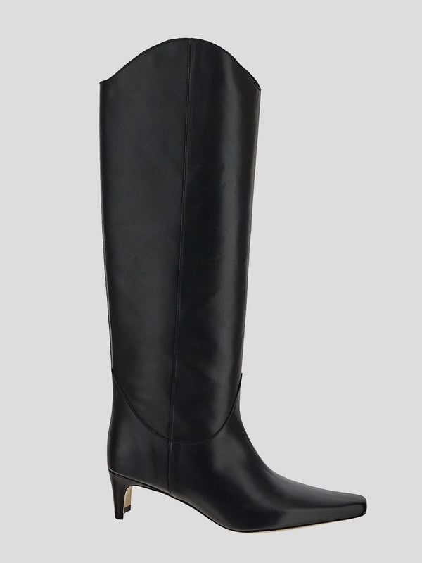 Black Leather High Boots