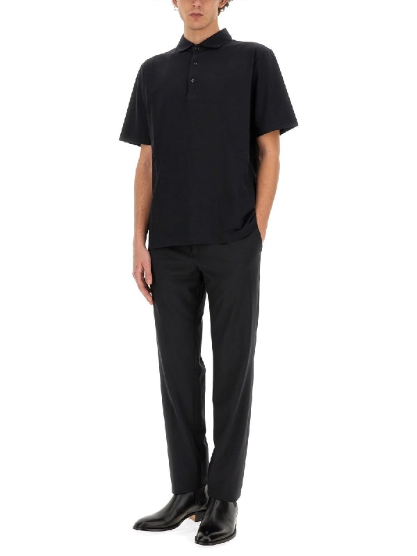 Black Cotton Polo Shirt