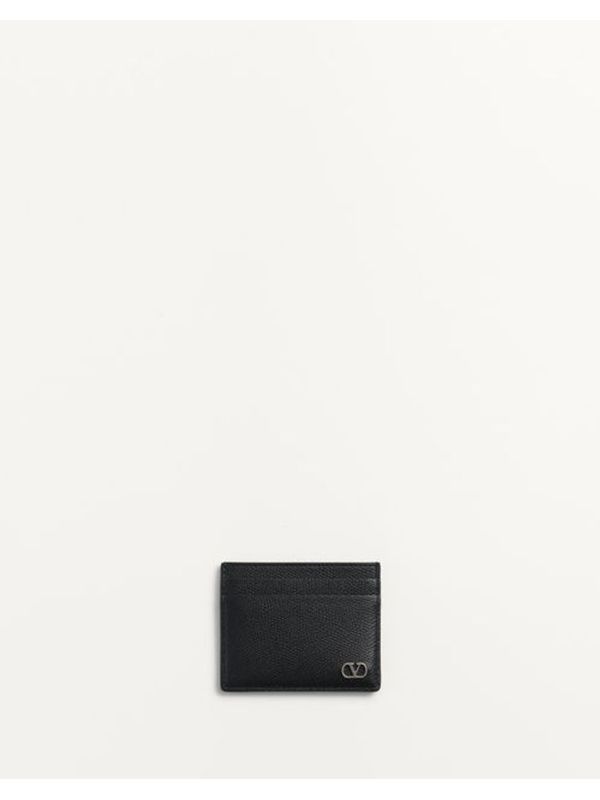 V Logo Grain Leather Card
  Wallet