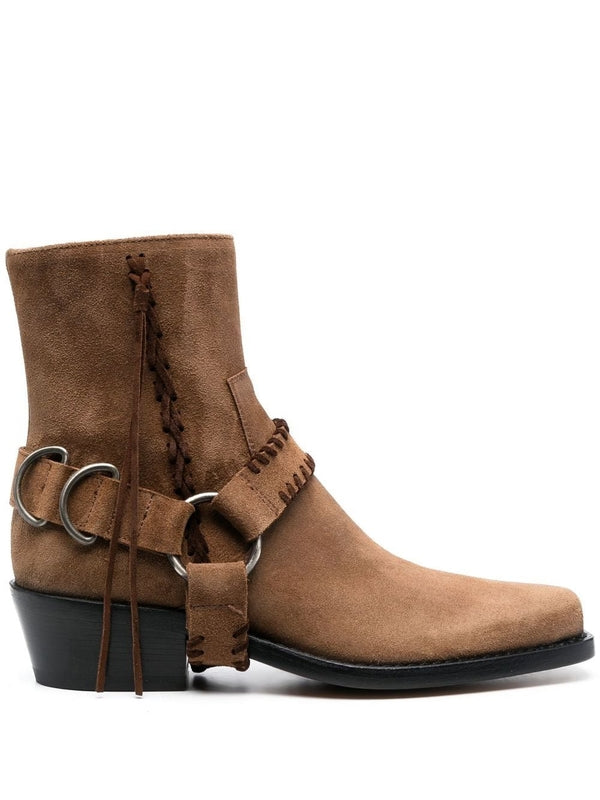 Harness Strap Suede Boots