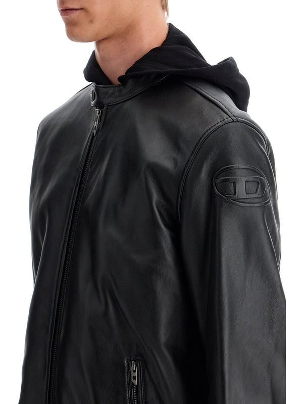 Carver Logo Leather Biker Jacket - Jente