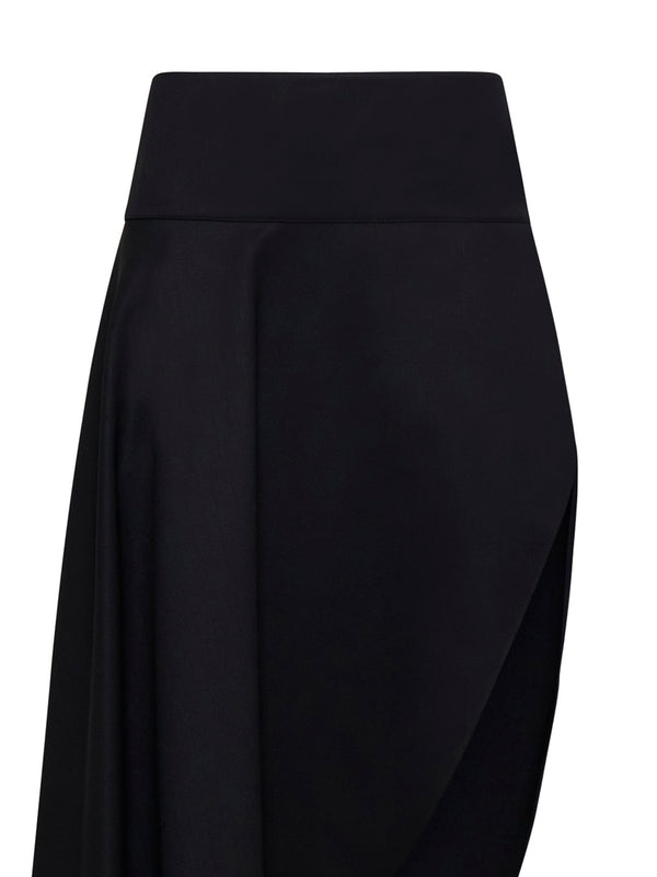 Asymmetrical Wool Midi Skirt