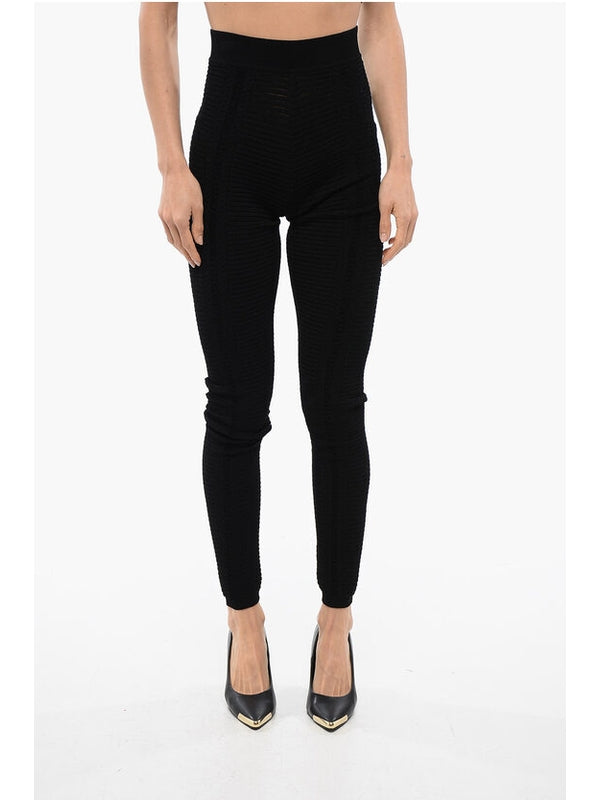 High-Waist Ribbed Knit Leggings