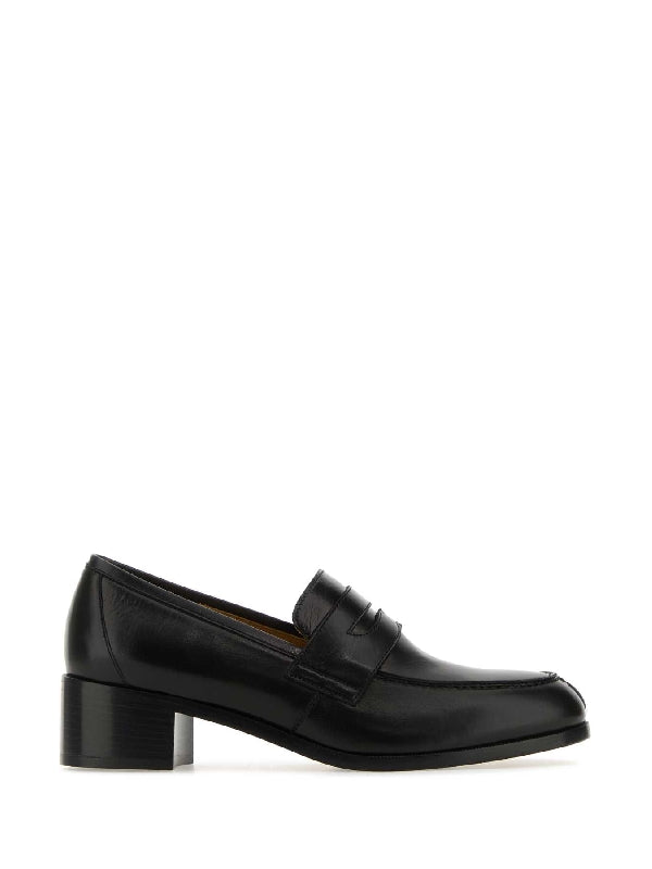 Vera Leather Penny Loafer Heels