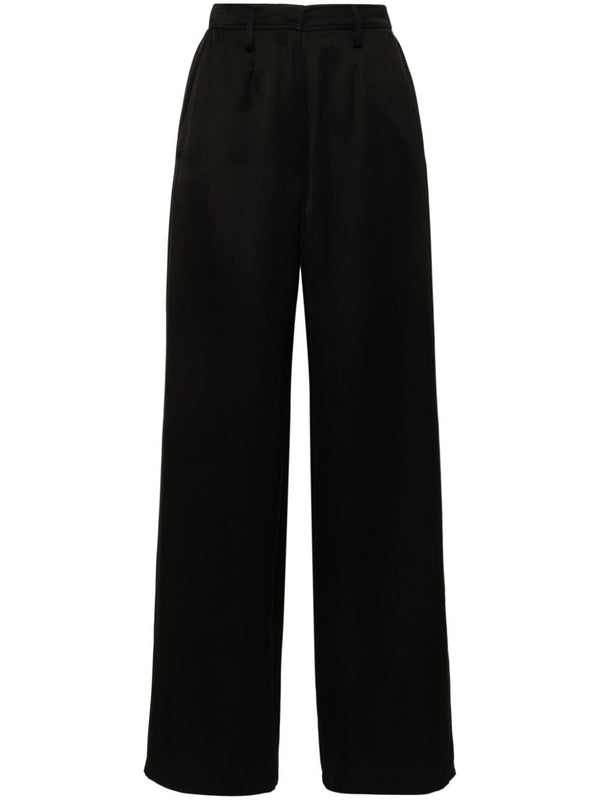 Waist Banding Wool Blend Wide Pants