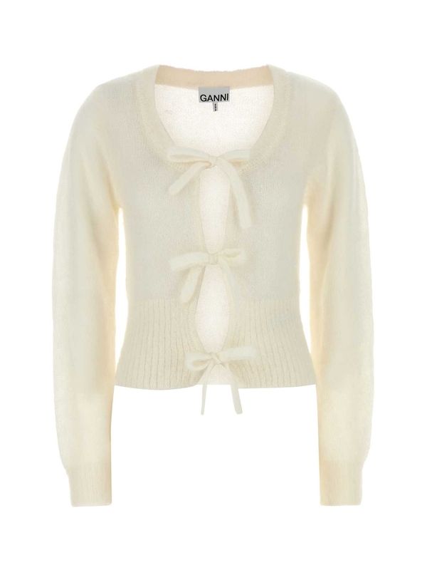 Bow Detail Mohair Blend Cardigan