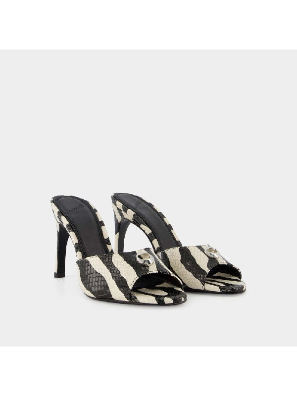 Zebra Printing Logo Mules Heels