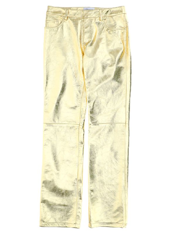 Metallic Lambskin Straight Pants