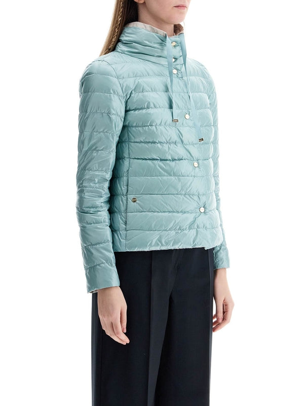 Drawstring High-Neck Nylon Padded Jacket