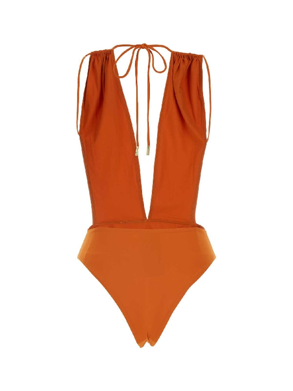 V Halter Neck Backless Swimsuit