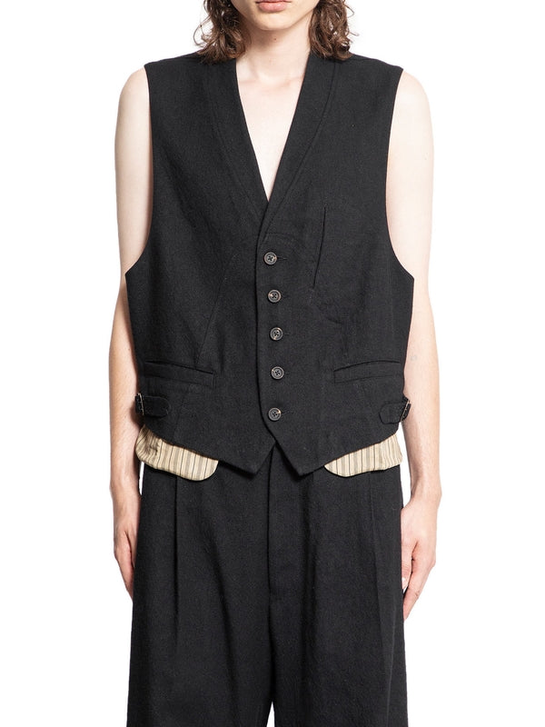 Layered Pocket Cashmere Linen Vest