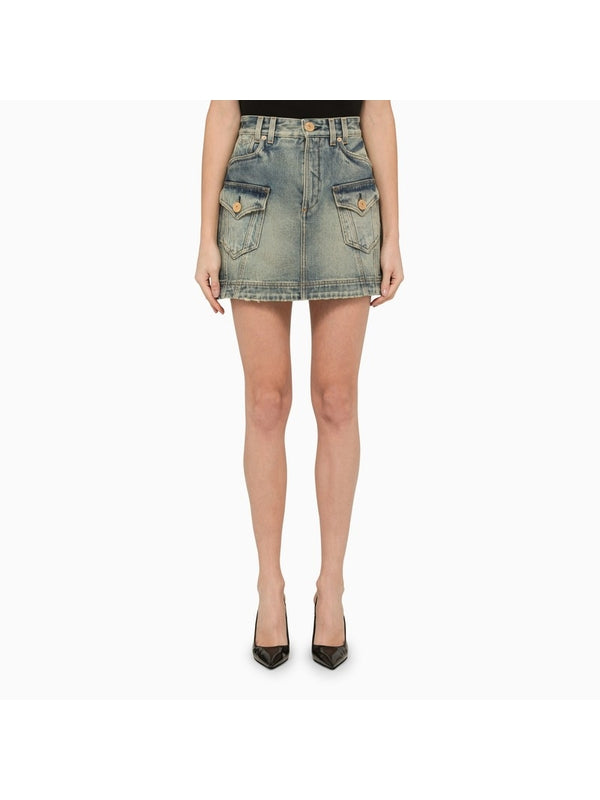 Washed Denim Mini Skirt