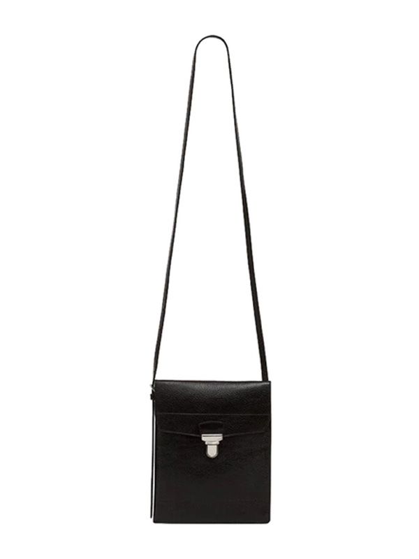 Black Buckle Leather Shoulder Bag