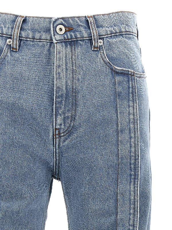 Ruffle Effect Slim Banana Denim