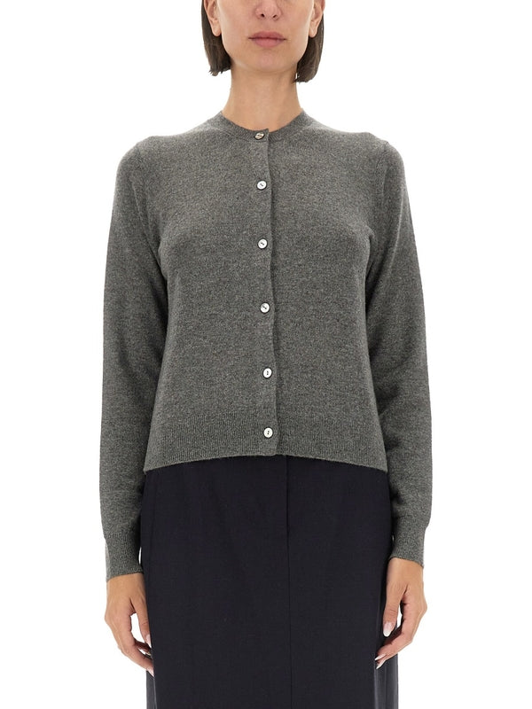 Grey Cashmere Crewneck Cardigan