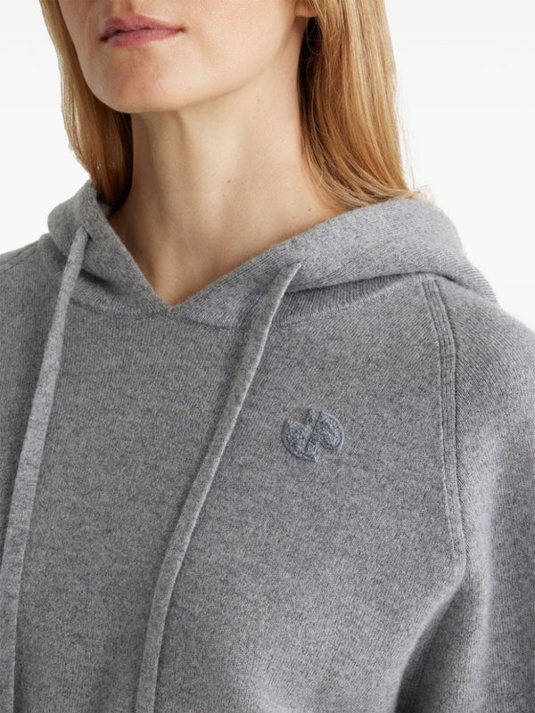 Chest Logo Patch Wool Blend Hoodie