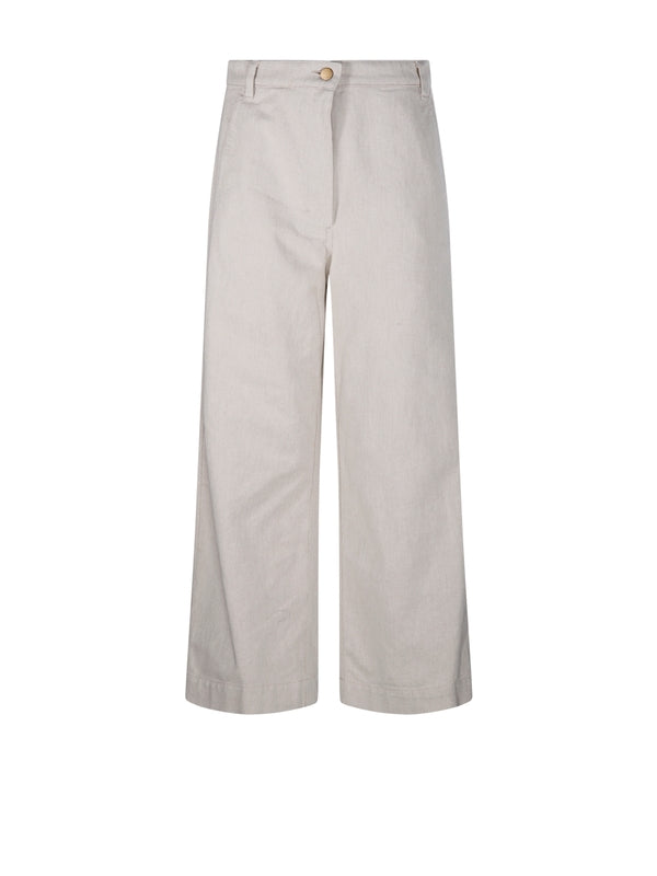 Wide Cotton-Blend Pants