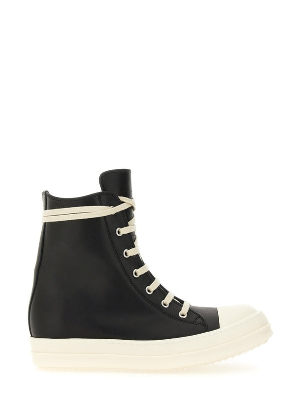 Zipper Detail Leather High-Top Sneakers