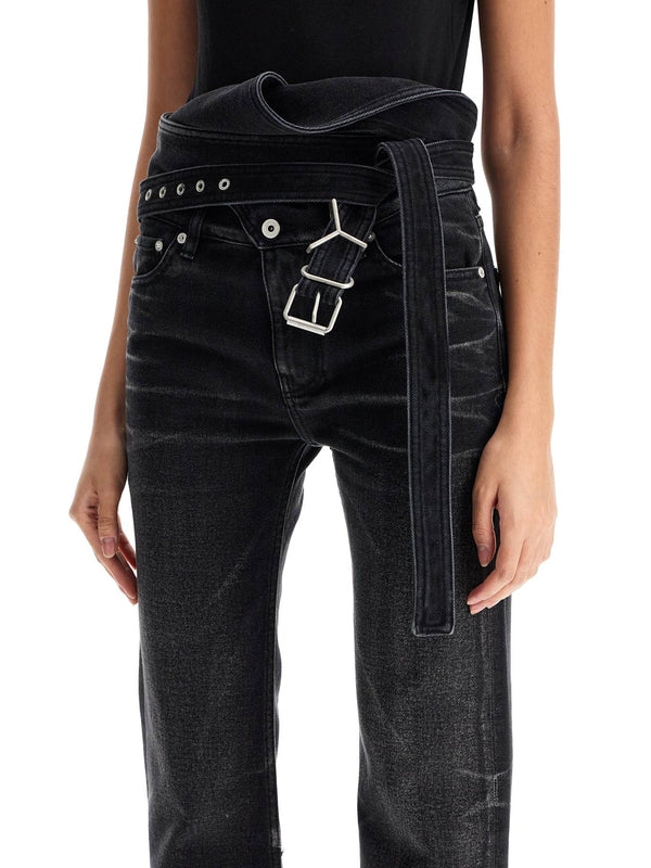 Logo Belt Wrap Denim Pants